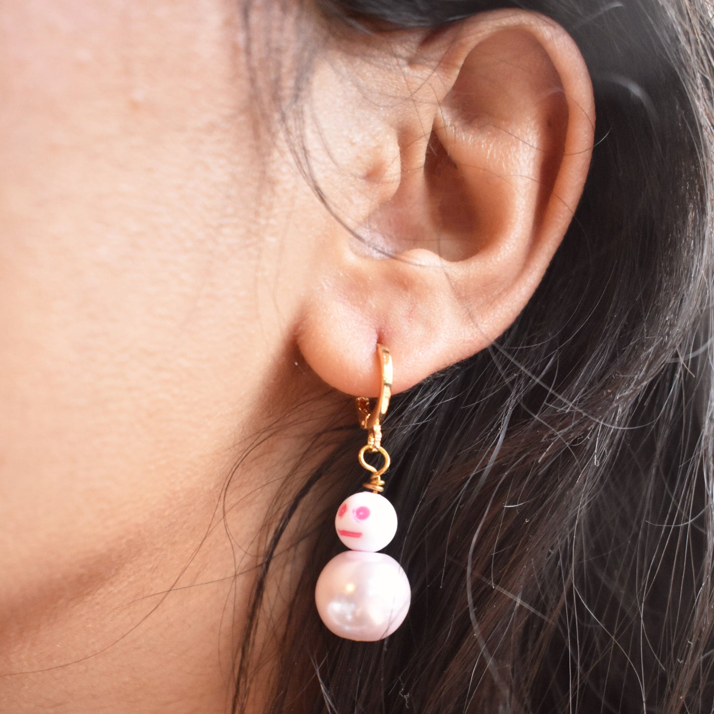 Pink Snowmen Earrings