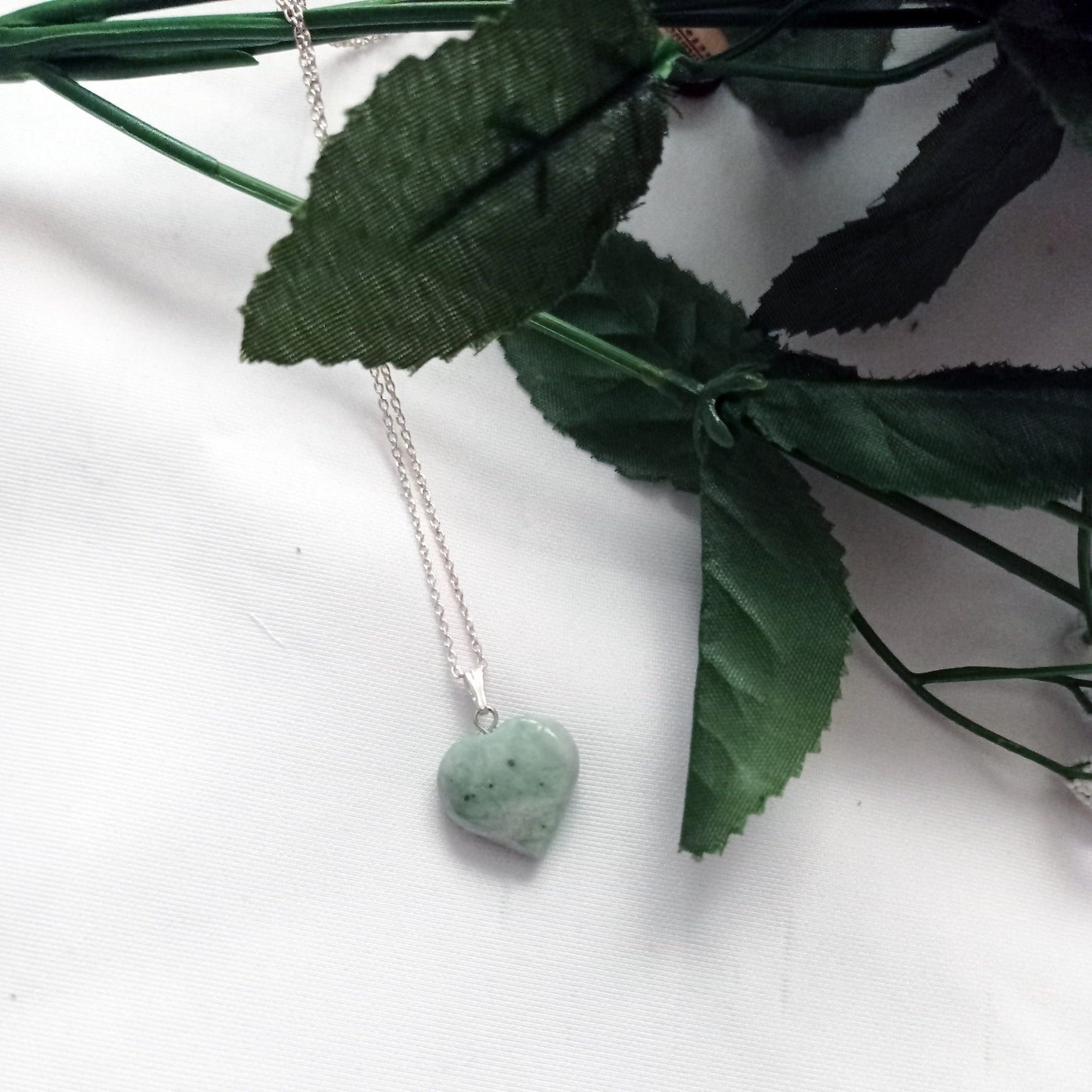 Chrysoprase Jade Heart Pendant Necklace