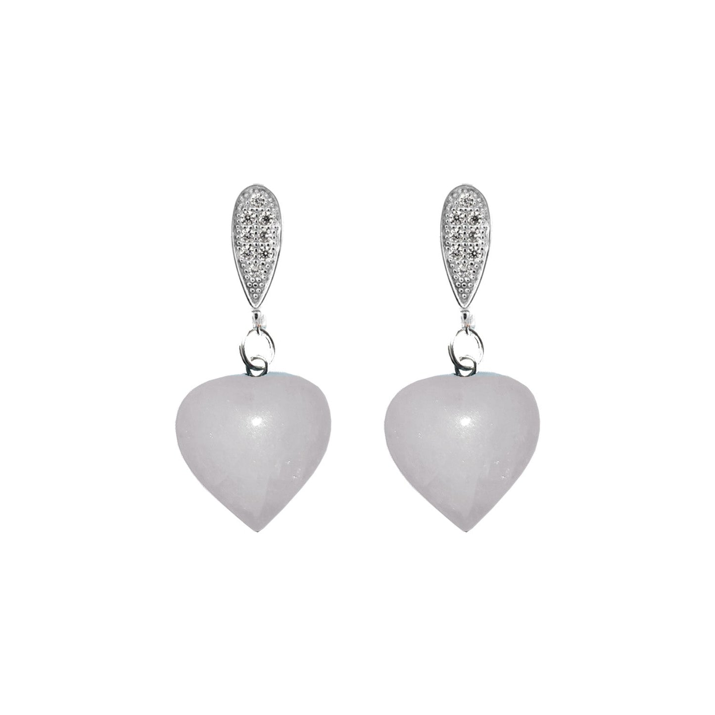 White Quartz heart Earrings