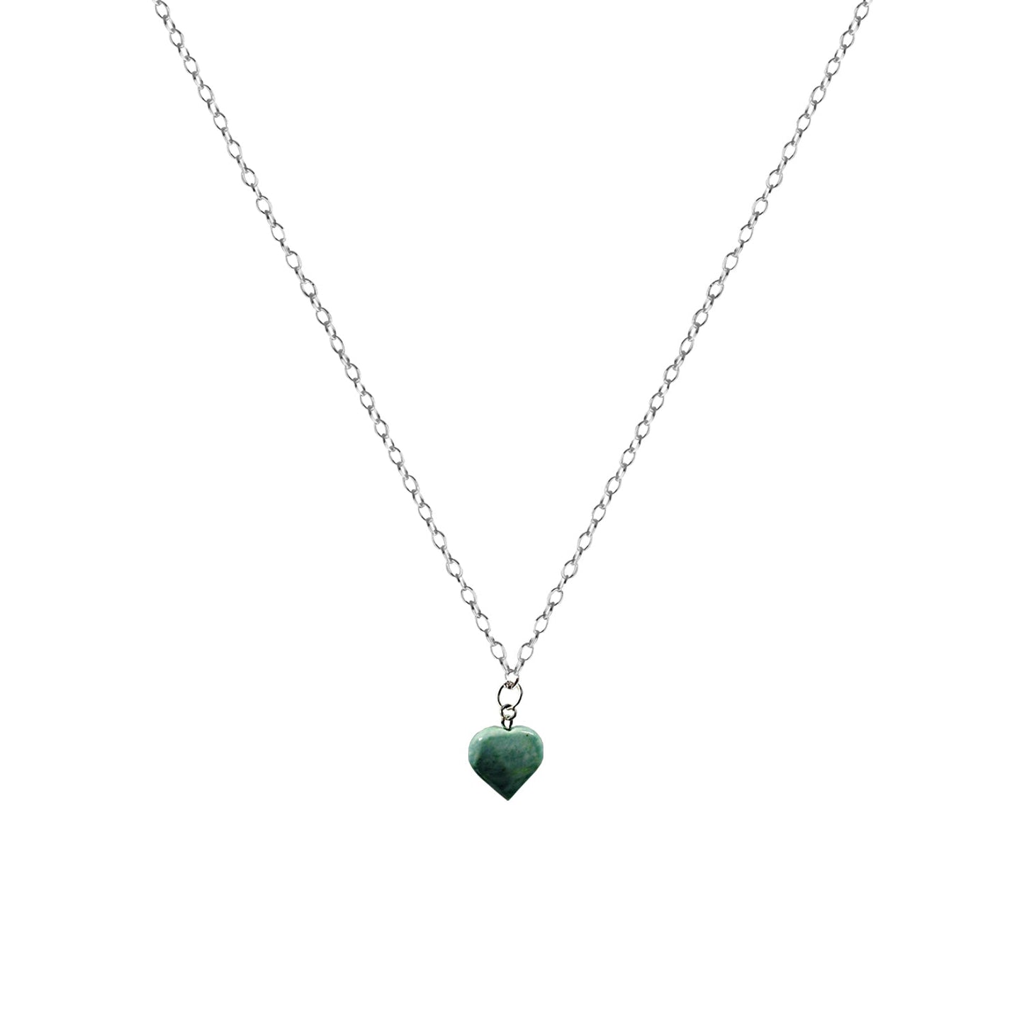 Chrysoprase Jade Heart Pendant Necklace