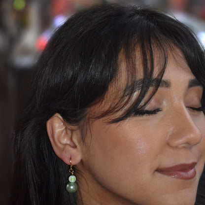 Green Snowman Earrings