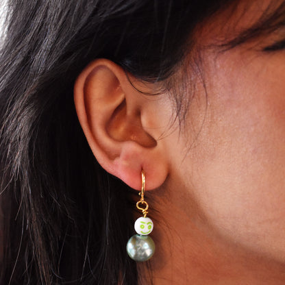 Green Snowman Earrings