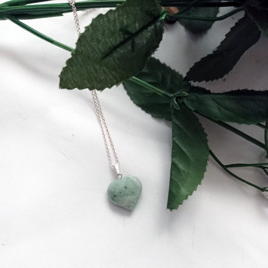 Chrysoprase Jade Heart Pendant Necklace