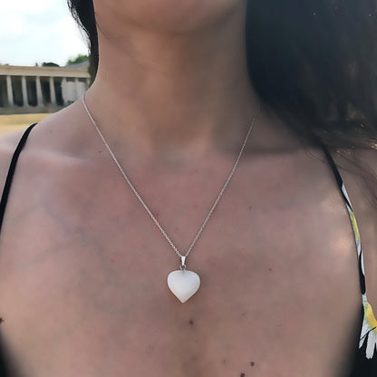 White Quartz Heart Pendant Necklace