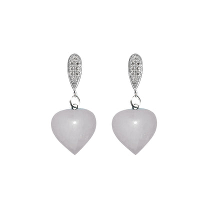 White Quartz heart Earrings