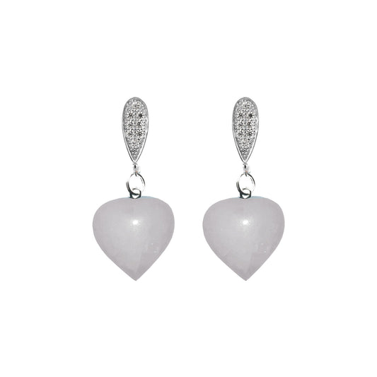 White Quartz heart Earrings