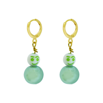 Green Snowman Earrings