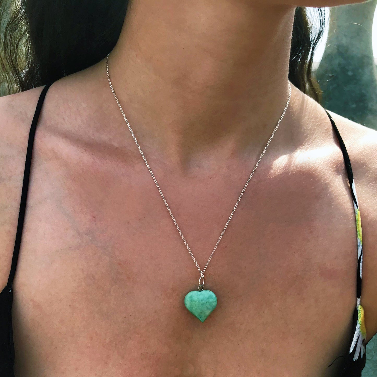 Chrysoprase Jade Heart Pendant Necklace