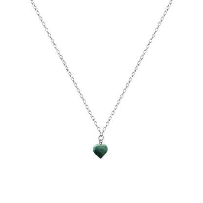 Chrysoprase Jade Heart Pendant Necklace