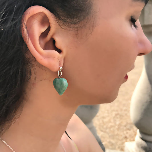 Chrysoprase Jade Heart Earrings